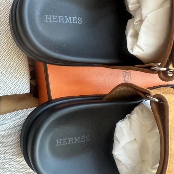Hermes Chypre Velvet Sandal 36.5 EU Naturel Brown - Picture 3 of 7